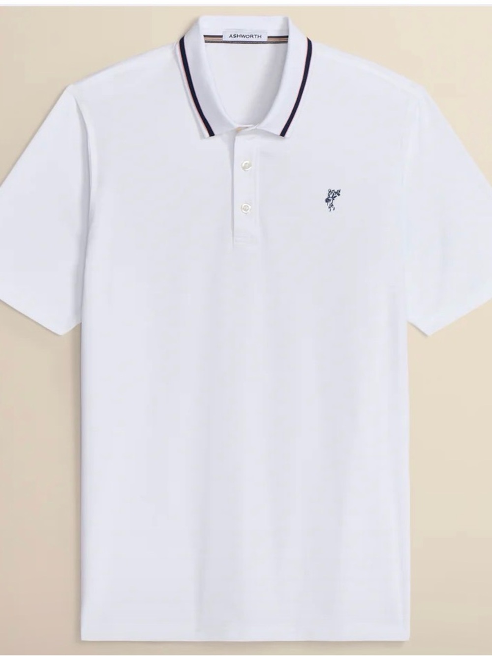 Ashworth Men’s White Polo with Black Contrast Trim
